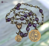 Archangel Michael 40 Beads Chaplet with Archangel Raphael & Guardian Angel bronze medals with Prehnite and Amethyst
