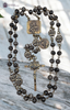 St Anthony, St Joseph Worker & Archangel Michael bronze rosary with PAX Crucifix and Black Moonstone