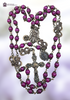 St Anne Miraculous Mary heritage bronze rosary with magenta jade gemstones