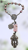 Ave Maria Miraculous Mary Angels Adoring Cross heritage bronze rosary genuine oyster shell rhodonite