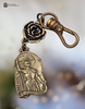 Joan of Arc St Anne heritage bronze antique style key chain one hail mary chaplet