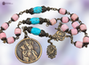18 bead St Anne Miraculous Mary Mother Mary heritage bronze devotional chaplet pink conch shell blue turquoise