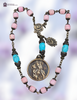 18 bead St Anne Miraculous Mary Mother Mary heritage bronze devotional chaplet pink conch shell blue turquoise