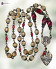 34 bead Precious Blood Christ Crown Thorns Sacred Bleeding Heart Jesus heritage bronze chaplet citrine red czech glass