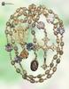 Our Lady Guadalupe Miraculous Mary Guadalupe Roses Sacred Heart Jesus 18K gold sterling silver rosary abalone shell prehnite