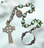 Penal St Patrick St Bridget premium heritage bronze antique style chaplet chrysoprase Celtic knot bead Celtic cross Irish heritage