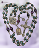Marian Our Lady Lourdes Miraculous Mary Our Lady Fatima Sacred Heart Jesus premium heritage bronze antique style rosary green apatite purple tiger eye