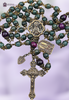 Marian Our Lady Lourdes Miraculous Mary Our Lady Fatima Sacred Heart Jesus premium heritage bronze antique style rosary green apatite purple tiger eye