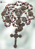 Our Lady Lourdes Miraculous Mary Sacred Heart Jesus Our Lady Carmel Roses premium heritage bronze antique style rosary pink oyster shell