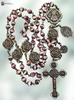 Our Lady Lourdes Miraculous Mary Sacred Heart Jesus Our Lady Carmel Roses premium heritage bronze antique style rosary pink oyster shell