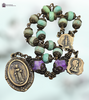 17 bead St Dymphna Miraculous Mary Our Lady Lourdes Blessed Virgin Mary premium heritage bronze antique style chaplet chrysoprase purple jasper
