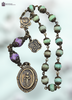 17 bead St Dymphna Miraculous Mary Our Lady Lourdes Blessed Virgin Mary premium heritage bronze antique style chaplet chrysoprase purple jasper