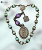 17 bead St Dymphna Miraculous Mary Our Lady Lourdes Blessed Virgin Mary premium heritage bronze antique style chaplet chrysoprase purple jasper