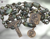 Saint Anthony St Joseph the Worker Archangel Michael premium heritage bronze antique style rosary prehnite