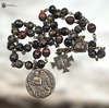40 bead Archangel Michael Our Lady Lourdes St Benedict Sacred Heart Jesus with Wings premium heritage bronze chaplet silver obsidian red tiger eye