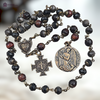 40 bead Archangel Michael Our Lady Lourdes St Benedict Sacred Heart Jesus with Wings premium heritage bronze chaplet silver obsidian red tiger eye