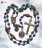 Our Lady of the Rosary St Dominic Miraculous Mary premium heritage bronze antique style rosary blue apatite burgundy red jade