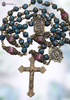 Our Lady of the Rosary St Dominic Miraculous Mary premium heritage bronze antique style rosary blue apatite burgundy red jade