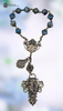 Our Lady Lourdes Miraculous Mary heritage bronze Victorian style chaplet blue agate