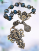 Our Lady Lourdes Miraculous Mary heritage bronze Victorian style chaplet blue agate