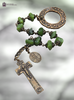 St Patrick St Bridget premium heritage bronze antique style chaplet green jade Penal crucifix symbols Irish heritage