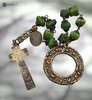 St Patrick St Bridget premium heritage bronze antique style chaplet green jade Penal crucifix symbols Irish heritage