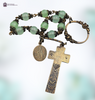 St Patrick St Bridget premium heritage bronze antique style chaplet mint green agate Penal crucifix symbols Irish heritage