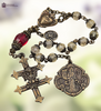 Joan of Arc Archangel Michael Sacred Heart Jesus with Wings Cross of Lorraine premium heritage bronze antique style chaplet citrine red preciosa