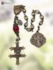 Joan of Arc Archangel Michael Sacred Heart Jesus with Wings Cross of Lorraine premium heritage bronze antique style chaplet citrine red preciosa