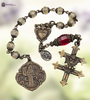 Joan of Arc Archangel Michael Sacred Heart Jesus with Wings Cross of Lorraine premium heritage bronze antique style chaplet citrine red preciosa