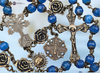 Our Lady Fatima Sacred Heart Jesus Sun Miraculous Mary premium heritage bronze antique style rosary blue jade miracle of sun
