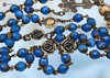 Our Lady Fatima Sacred Heart Jesus Sun Miraculous Mary premium heritage bronze antique style rosary blue jade miracle of sun