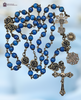 Our Lady Fatima Sacred Heart Jesus Sun Miraculous Mary premium heritage bronze antique style rosary blue jade miracle of sun
