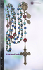 Blessed Virgin Mary Miraculous Mary Mother Mary Baby Jesus premium heritage bronze antique style rosary colorful blue shades red carved flowers czech fire polished glass