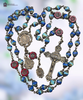 Blessed Virgin Mary Miraculous Mary Mother Mary Baby Jesus premium heritage bronze antique style rosary colorful blue shades red carved flowers czech fire polished glass