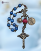 Our Lady Fatima Sun Sacred Heart Jesus premium heritage bronze antique style chaplet blue red jade miracle of sun