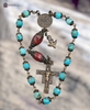 17 bead St Francis Holy Spirit Franciscan crucifix premium heritage bronze antique style chaplet turquoise red jasper