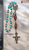 17 bead St Francis Holy Spirit Franciscan crucifix premium heritage bronze antique style chaplet turquoise red jasper