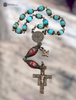 17 bead St Francis Holy Spirit Franciscan crucifix premium heritage bronze antique style chaplet turquoise red jasper