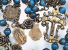 St Therese Little Flower Sacred Heart Jesus with Angels Lady of Carmel Miraculous Mary heritage bronze vintage style rosary blue jade roses
