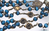 St Therese Little Flower Sacred Heart Jesus with Angels Lady of Carmel Miraculous Mary heritage bronze vintage style rosary blue jade roses
