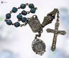 Our Lady of the Rosary Miraculous Mary premium heritage bronze antique style chaplet blue apatite burgundy jade