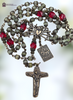 Seven Sorrows Seven Dolores chaplet Pieta God of Good Hope Mary at Cross premium heritage bronze antique style prehnite red preciosa