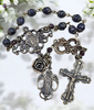 Miraculous Mary Our Lady Lourdes heritage solid bronze vintage style chaplet genuine blue sapphire red garnet Miraculous Mary Our Lady Lourdes heritage solid bronze vintage style chaplet genuine blue sapphire red garnet