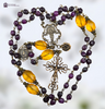 Our Lady of the Pillar Miraculous Mary heritage solid bronze vintage style rosary genuine Baltic amber purple jade Our Lady of the Pillar Miraculous Mary heritage solid bronze vintage style rosary genuine Baltic amber purple jade