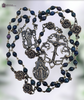 Mother Mary Jesus with Open Arms Sacred Heart Crowned Mary with Scepter heritage solid bronze vintage style rosary genuine black fire opal
