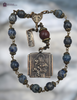Devotional St Anthony 14 bead heritage bronze vintage style chaplet blue dumortierite red jasper