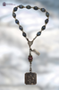 Devotional St Anthony 14 bead heritage bronze vintage style chaplet blue dumortierite red jasper
