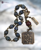 Devotional St Anthony 14 bead heritage bronze vintage style chaplet blue dumortierite red jasper