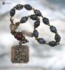 Devotional St Anthony 14 bead heritage bronze vintage style chaplet blue dumortierite red jasper